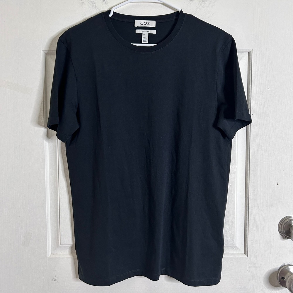 COS T-Shirt Mens Small Black Regular Fit Short Sleeve Crew Neck 100% Cotton